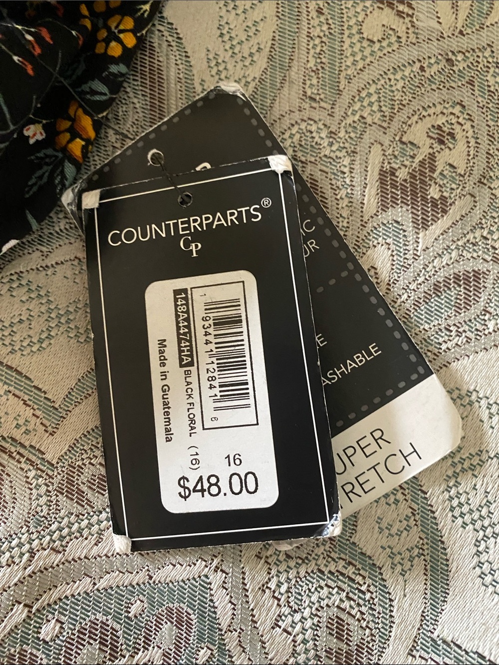 Counterparts Black Floral Pull-On Leggings with Yellow and Green Accents - Picture 4 of 4